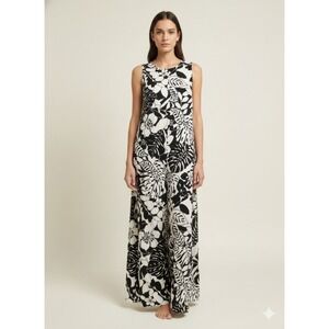 Tommy Bahama Women's L Tropical Leaf Print Jersey Knit Sheath Dress Gray Black R